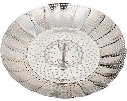 KINGHOFF - Stoommandje - Groente Stomer voor Pan - Stoominzet Koken Gezond - Opvouwbaar Stoomrek - Stomen zonder Olie - Staal - ø24 cm - Zilver — cadeau in Kookcadeaus