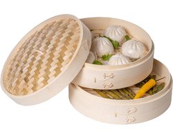 Bamboe Stoommand met 2 Verdiepingen - Ø 30 cm - Gezond Stomen — cadeau in Kookcadeaus