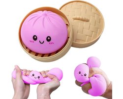 Dumplings Squishy- 2026 Glitter Dumpling Squishy, Squishiest Bun Dumplings with Steamer Box, Stress & Anxiety Relief Toys for Kids & Adults Non-Edible (Purple) — cadeau in Spellen & Speelgoed