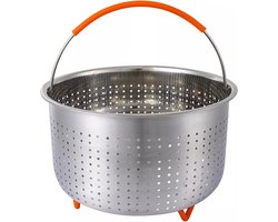 Ziva stoommand 5 liter | vaatwasserbestendig | roestvaststaal | verwijderbare siliconen handgreep | geschikt voor alle merken multicookers (oa Tefal, Crock-Pot, Ninja Pot, Sage, Silvercrest & Instant Pot) — cadeau in Cadeau-ideeën