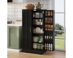 Intebiki keukenkast - keukeneiland - buffetkast - keukenkast organizer - 120 x 60 x 40 cm – met led – opbergkast – met verstelbare planken en deurrekken – geschikt voor de keuken, eetkamer of woonkamer – apothekerskasten – zwart — cadeau in Cadeau-ideeën
