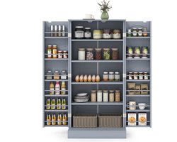 COSTWAY Keukenkast, opbergkast, opbergkast met 2 deuren en 6 verstelbare planken, multifunctionele kast voor keuken, woonkamer, eetkamer, 60 x 40 x 120 cm (grijs) — cadeau in Cadeau-ideeën