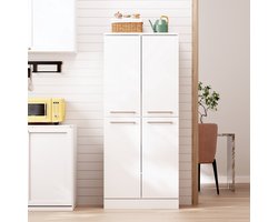 OKWISH Keukenkast Voorraadkast – Hoogglans Wit – 76x42x180 cm – 4 Deuren – Verstelbare Planken – Ruimtebesparende Opbergruimte – MDF — cadeau in Cadeau-ideeën