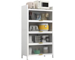 FOXSPORT Keukenkasten - Vrijstaande Keuken Opbergkast - Keukenonderkasten met opklapbare deuren - Dressoir - Kast - Keuken - Huiskamer - Wit - 60x32x144cm — cadeau in Cadeau-ideeën