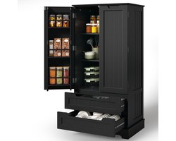 Xbro Keukenkast Vrijstaand – Met 2 Lades en 2 Deuren – Opbergkast – Voor Keuken, Eetkamer of Wasruimte – 40x60x120 cm – Zwart — cadeau in Cadeau-ideeën
