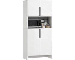 Keukenskast, voorraadkast voor keuken, woonkamer, eetkamer, kasten, planken, magnetronplank, spaanplaat, wit — cadeau in Cadeau-ideeën