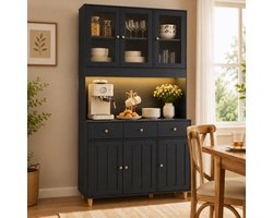 Xbro Keukenkast – Slim ontwerp met 3 lade en 6 deuren, verstelbare planken en te combineren met andere keukenkasten – Keuken Opbergkast – keuken & woonkamer – 100×30×180 cm – Zwart — cadeau in Cadeau-ideeën