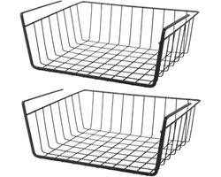 KZQ Hangmand Onder De Plank Set Van 2 Zwart Draadmanden Gereedschapsloze Installatie Organizer Voor Keukenkastje En Bijkeuken — cadeau in Cadeau-ideeën