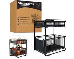 GEON Gootsteenkast organizer - Keukenkast organizer - Gootsteenrek - Badkamer organizer - Lade - Zwart — cadeau in Cadeau-ideeën
