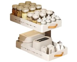 TammaT -Extra uitbreidbaar - Lade organizer - Telescopische lade - verstelbaar lade Mand - Keukenkastorganizer met handgreep - Uittrekbare laden - Opbergplanken voor keukenkasten - Uitschuifbare kastorganisator - Keuken organizer - Wit — cadeau in Cadeau-ideeën