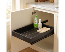 Cheqo® Schuiflade Keukenkast - Keukenkast Organizer - Uittrekbare Lade - Verstelbaar en Telescopisch - Gootsteenkast Organizer - Binnenlade Keuken - Keukenlade - Kast Organizer met Uitschuifbare Lade - Zonder Boren - Aanrecht en Lade Organizer — cadeau in Cadeau-ideeën