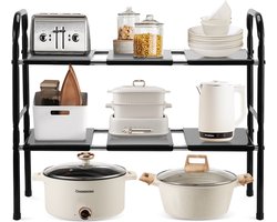 Behave Keuken Organizer - Aanrecht organizer - Keukenkast - Keukenrek - Gootsteen organizer - Verstelbaar - Zwart — cadeau in Cadeau-ideeën