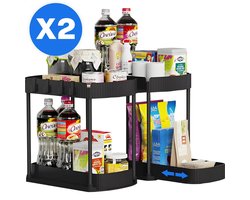 Gootsteenkast Organizer - Aanrecht - Kast - Keuken - Rek - Kruiden - Set van 2 — cadeau in Cadeau-ideeën
