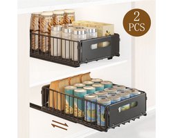 Keukenrek 2 Stuks - Uitschuifbaar Kastrek - Opbergrek voor Keukenkast en Gootsteenkast - Lade Organizer voor Kruiden en Keukenspullen - Zwart — cadeau in Cadeau-ideeën