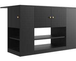 Modern kookeiland, keukenkast, buffetkast, keukenkast met lades en planken, dressoir voor keuken & eetkamer, zwart — cadeau in Cadeau-ideeën