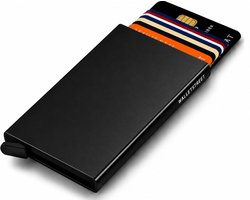 Walletstreet Uitschuifbare Pasjeshouder - Walletstreet Aluminium Creditcardhouder Card Protector Anti-Skim/ RFID Card Protector 8 Pasjes – Zwart Black — cadeau in Mode & Accessoires
