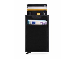 Walletstreet Extra Luxe Pasjeshouder met Plakwallet – Aluminium RFID Kaarthouder voor 8 Pasjes & Briefgeld – Zwart/Black – Voor Mannen & Vrouwen Creditcardhouder — cadeau in Mode & Accessoires