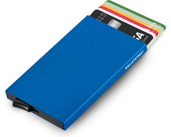 Walletstreet Slim Fit Uitschuifbare Pasjeshouder- Aluminium Creditcardhouder-Card Protector Anti-Skim/ RFID Card Protector 8 Pasjes-Marine Blauw — cadeau in Mode & Accessoires