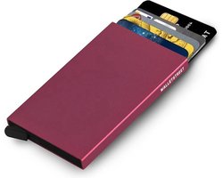 Walletstreet Uitschuifbare Pasjeshouder- Aluminium Creditcardhouder-Card Protector Anti-Skim/ RFID Card Protector 8 Pasjes - Bordeaux Rood — cadeau in Mode & Accessoires