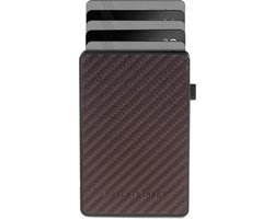 Luxe Walletstreet Carbon Aluminium Pasjeshouder CRB Type - Walletstreet Aluminium Creditcardhouder Card Protector Anti-Skim/ RFID Card Protector 7 Pasjes –  Bruin/Brown — cadeau in Mode & Accessoires