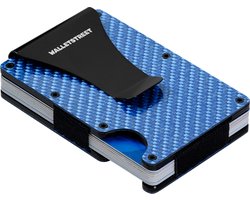 Walletstreet Premium Carbon Fiber Pasjeshouder\Creditcardhouder - minimaal 15 pasjes inclusief Geld Clip voor al uw Biljetten-RFID Anti Skim Technologie-Blauw — cadeau in Mode & Accessoires