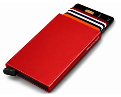 Walletstreet Uitschuifbare Pasjeshouder - Walletstreet Aluminium Creditcardhouder Card Protector Anti-Skim/ RFID Card Protector 8 Pasjes – Rood — cadeau in Mode & Accessoires