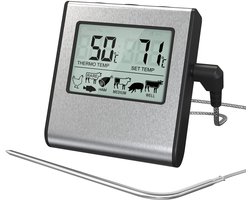 Digitale keukenthermometer met sonde en timer - groot lcd-scherm - temperatuursonde voor koken - BBQ levensmiddelen - vlees - oven - grill - nauwkeurige metingen — cadeau in Kookcadeaus