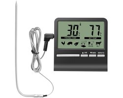 Oneay Digitale kookthermometer voor vlees en voedsel, 304 roestvrijstalen sonde, timer en Celsius/Fahrenheit-conversie, oven en barbecue. — cadeau in Kookcadeaus