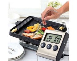Digitale Kookthermometer -  Wekker - Kerstcadeau - Keukenthermometer - Digitaal - Timer + Alarm - Vleesthermometer - BBQ thermometer - Batterij meegeleverd — cadeau in Kookcadeaus
