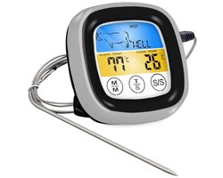 Digitale Vlees- & Oventhermometer met Lange Sonde - Groot LCD Touchscreen, Timer, Direct Afleesbaar, Ideaal voor Oven, BBQ, Bakken & Grillen — cadeau in Kookcadeaus