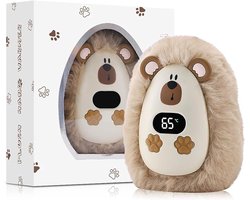 Oplaadbare Handwarmers - Elektrische Handwarmers - Pluche Handwarmers - met Digitaal Display - Herbruikbare - Draagbare - Veilig & Lang Warm - Perfect cadeau - bruin — cadeau in Gadgets