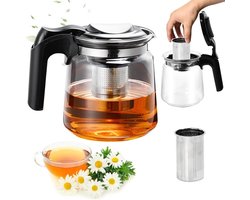 Stijlvolle glazen theepot van 1,5 liter met roestvrijstalen filter, ideaal voor groene, zwarte en kruiden thee — cadeau in Kookcadeaus