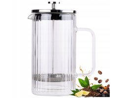 Glazen Koffie & Theepot 1L - Stijlvolle Zetter met RVS Filter — cadeau in Kookcadeaus