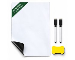 Consumerce® Magnetisch Whiteboard A4 Met 2 Stiften & Wisser - Klein Mini Bord - Koelkast, Magneetbord Memobord Planbord - Weekplanner Maandplanner Familieplanner - Schrijfbord Wisbord Uitwisbaar - To Do Planner/Lijst Boodschappenlijst — cadeau in Kalenders & Planners