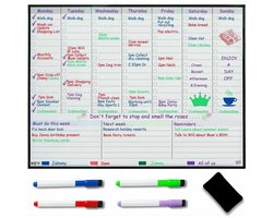 Magnetisch Whiteboard Planner - Droog Uitwisbare Weekplanner - Voor Koelkast Gezin Maaltijdplanning - Stressvermindering - Huishoudplanning - Wit - A3 Formaat - 43 x 33cm - 1 Set — cadeau in Kalenders & Planners