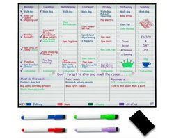 Magnetisch Whiteboard – Weekplanner – 43x33 cm – Voor Koelkast – Uitwisbaar – Met Stiften & Gum — cadeau in Kalenders & Planners
