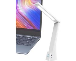 Oplaadbare Bureau Lamp - LED Leeslamp met Oogbescherming - Aanraak Dimmen voor Studie en Slaapkamer - Opvouwbare Lezen en Schrijven Lamp - Opvouwbaar en Draagbaar - Wit Kleur — cadeau in Gadgets