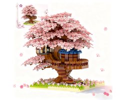 Namajunas - Mini Bouwspeelgoed - Bouwpakketten volwassenen - Bouwpakket kinderen - Boomhut Serie Collection - Botanical Bloemen - Bouwsets - Niet geschikt voor LEGO - 2151 bouwsteencadeaus - Roze boomhut - Decoratie voor Huis, Pasen, Moederdag — cadeau in Spellen & Speelgoed
