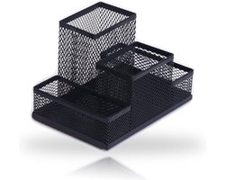 Bureau-organizer - Gaas Bureau Organizer - Pennenhouder - Metalen Tafelorganizer - Met 4 Vakken en Schuiflade - Voor Kantoor, Thuis en School – 15,4x10,3x9,8 cm — cadeau in Cadeau-ideeën