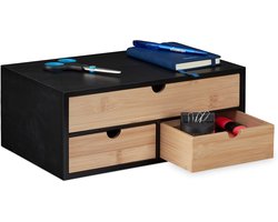 Bureau organizer met lades van bamboe en MDF - Compact desk organizer voor kantoor en thuis — cadeau in Wonen & Interieur