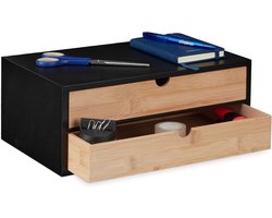 Bureau Organizer met 2 Lades van Bamboe en MDF - Multifunctionele Desk Opbergbak voor Kantoor en Thuis — cadeau in Wonen & Interieur
