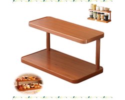 Displayrek voor op het aanrecht - Dubbellaagse bureau-organizer - plank - bekerhouder voor op het bureau - opbergrek voor op de eettafel - 30x14x14.5cm - bruin - geschikt voor kantoren, studentenkamers, keukens en badkamers — cadeau in Cadeau-ideeën