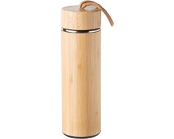 Gepersonaliseerde bamboe thermofles met uw eigen tekst of naam - drinkfles - Ook eigen ontwerp is mogelijk — cadeau in Eigen foto/tekst