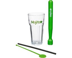 Secret de Gourmet Luxe Mojito glazen set - 4x stuks - met accessoires - 360 ml - Cocktailglazen — cadeau in Kookcadeaus