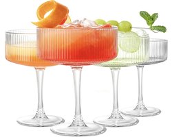 Martini Glazen Set van 4 – Kristallen Coupe Glazen 260 ml – Luxe Cocktailglazen – Mondgeblazen Champagne Coupe – Espresso Martini & Manhattan – Transparant Glaswerk — cadeau in Kookcadeaus