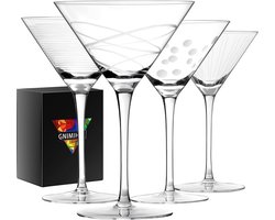 Set van 4 Luxe Handgeblazen Kristallen Cocktailglazen voor Martini en Mixdrankjes — cadeau in Kookcadeaus
