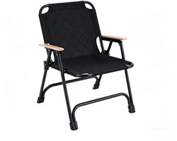 Tuinstoel - Opvouwbaar - Gestikt kussen - Draagbare stoel voor vissen en vrije tijd - Camping- en barbecuestoel - Geschikt voor tuin of balkon - Weersbestendig - Stoffen bekleding -Zwart — cadeau in Sport & Outdoor