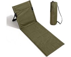 Strandmat met Rugleuning - opvouwbare kampeerstoel - Opvouwbare strandstoel - Vouwstoel / kussen - campingstoel buiten - Klapstoel - draagbare campingstoel met opbergtas - lichtgewicht strandvloerstoel - Ultiem Strandcomfort - Groen — cadeau in Sport & Outdoor