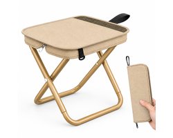 Heuts Goods - Mini Campingstoel - Vouwstoel - Campingstoel Opvouwbaar - Strandstoel - Kampeerstoel - Makkelijk Draagbaar - Inklapbaar - Lichtgewicht - Beige — cadeau in Sport & Outdoor