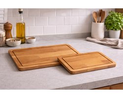 WoodellaArt Handgemaakte Beukenhouten Snijplanken Set – 2-Delig (Groot & Klein) – Massief & Voedselveilig Groot (22,9 × 30,5 x 1,8 cm) & Klein (19,5 × 25,4 x 1,8 cm) — cadeau in Kookcadeaus